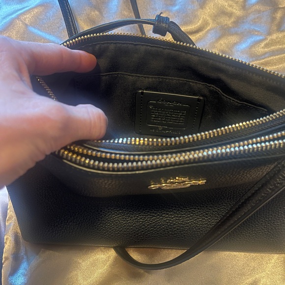 Coach Black Leather Crossbody Bag with Gold Accents - Picture 7 of 15
